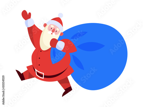 Santa Claus standing with a big back bag full of presents