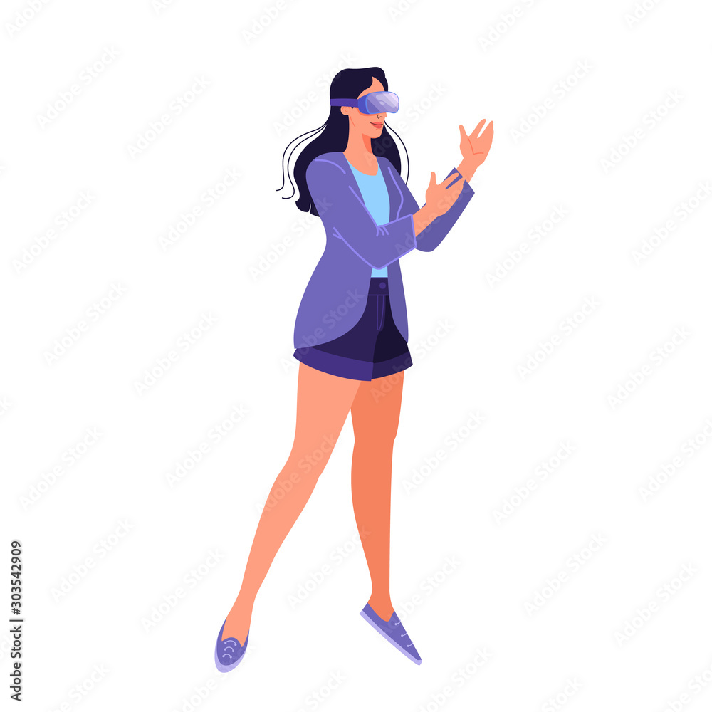 Vector illustration of person using a glasses of virtual reality. Concept of vr Vector illustration of person using a glasses of virtual reality. Concept of vr