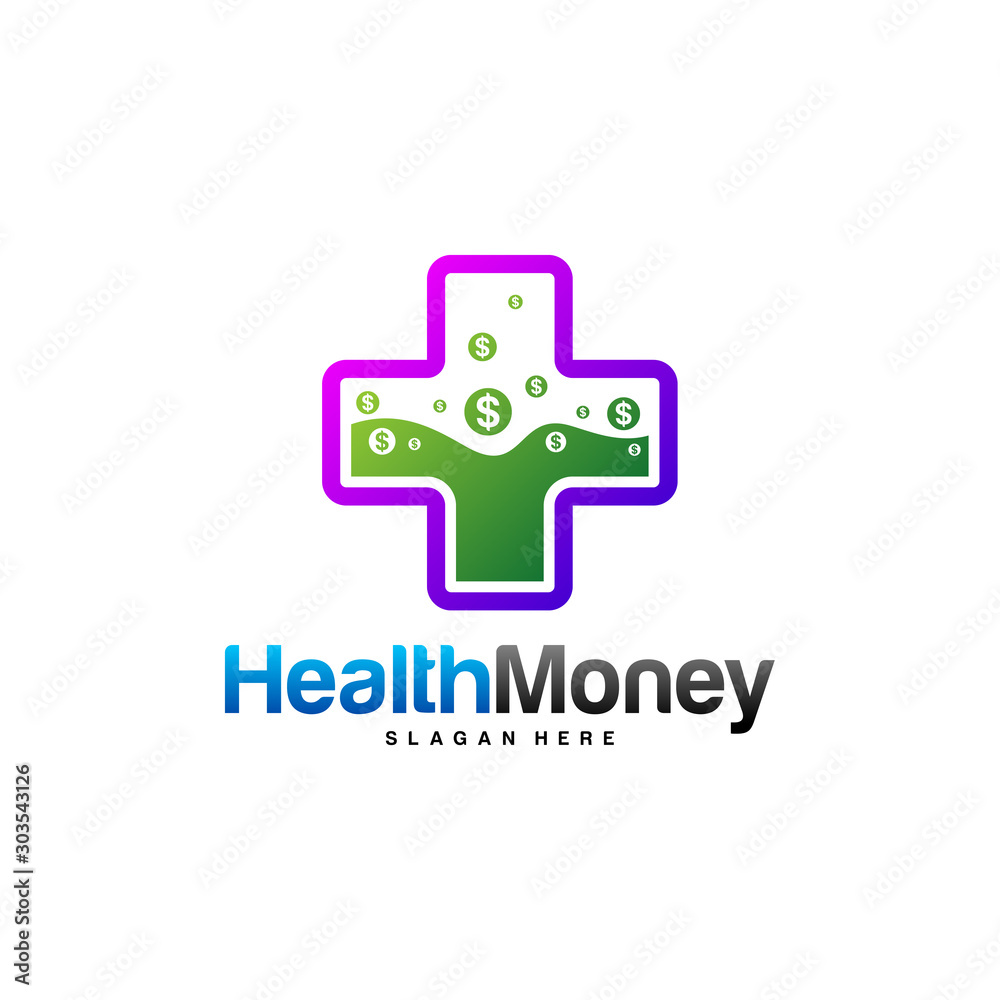 Health Money Logo Design Concept Vector. Money Health Logo Template. Icon Symbol. Illustration Health Money Logo Design Concept Vector. Money Health Logo Template. Icon Symbol. Illustration