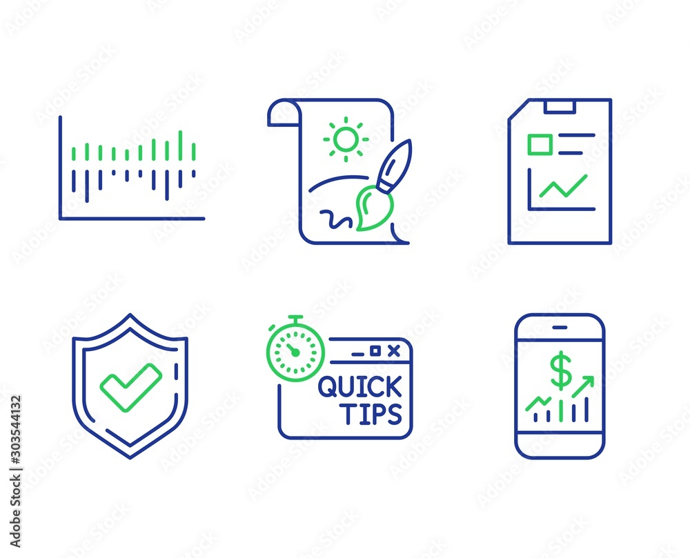 Fotografie Quick tips, Confirmed and Column diagram line icons set