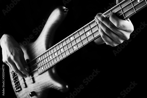 jazz bassist black and white image photo