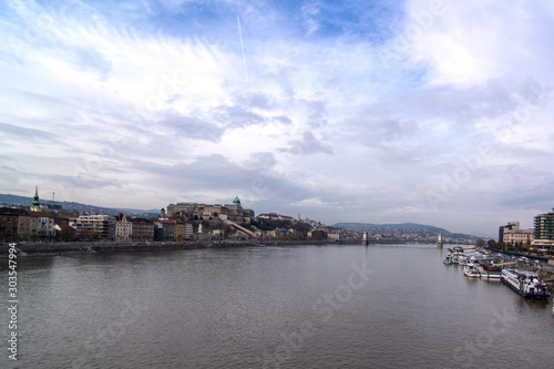panorama on the Danube bridge with budapest in the background © marco