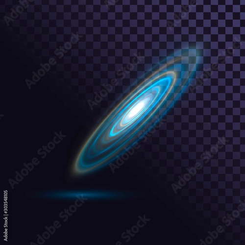 Galaxy made of glowing circles, nebula and stars on a transparent background