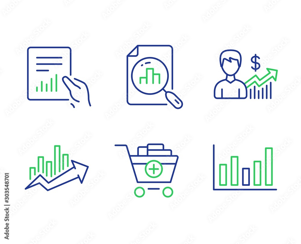 chart, graph, analytics, decrease, analysis, down,... Analytics graph, Growth chart and Document line icons set. Business ...