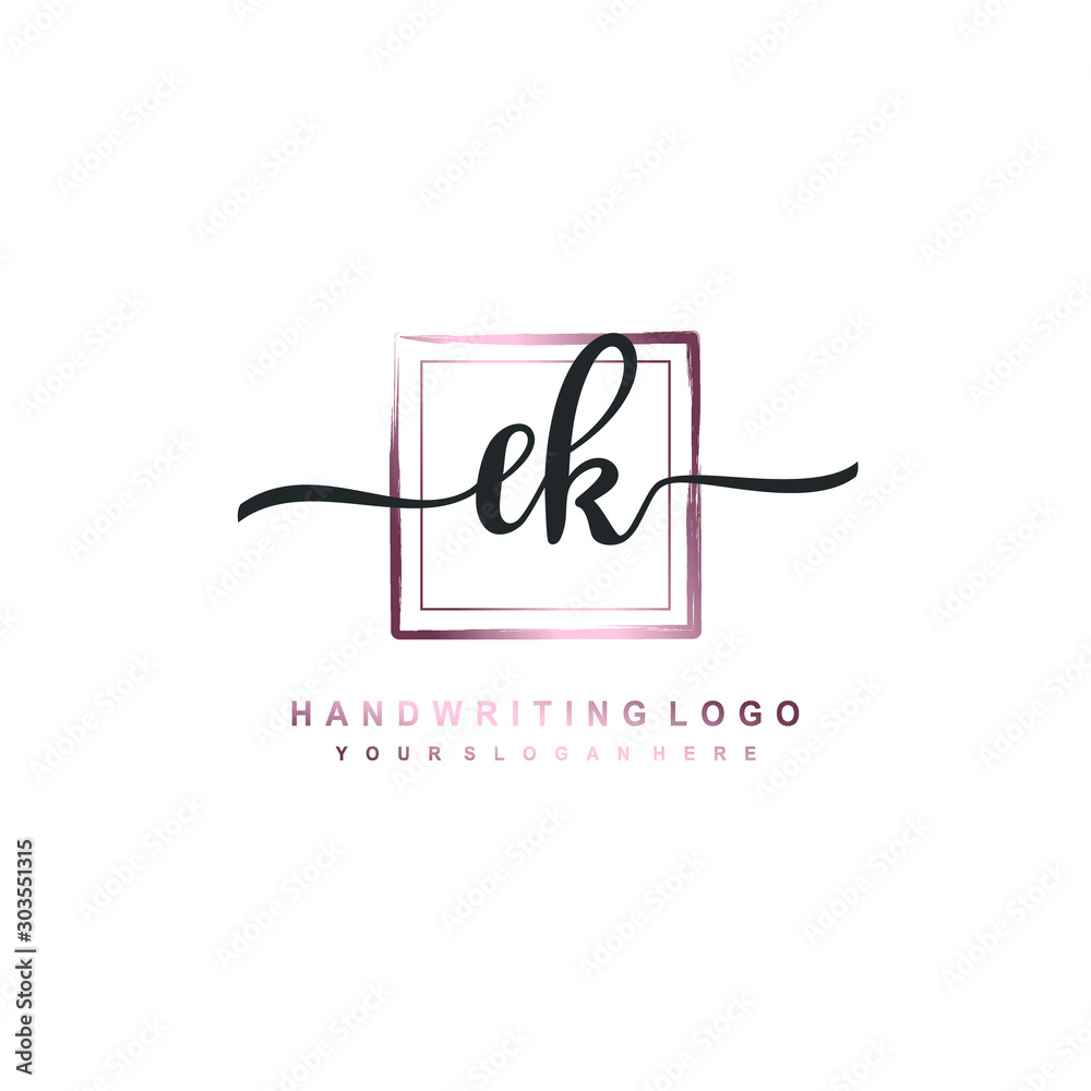 EK Initial handwriting logo design with brush box lines dark pink color gradation. handwritten logo for fashion, team, wedding, luxury logo. EK Initial handwriting logo design with brush box lines dark pink color gradation. handwritten logo for fashion, team, wedding, luxury logo.