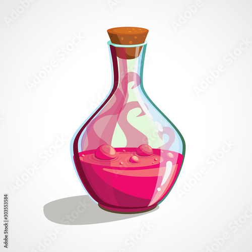 Cartoon flask with witch s potion. Vector illustration