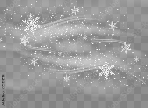Snow and wind on a transparent background. White gradient decorative element.vector illustration. winter and snow with fog. wind and fog.