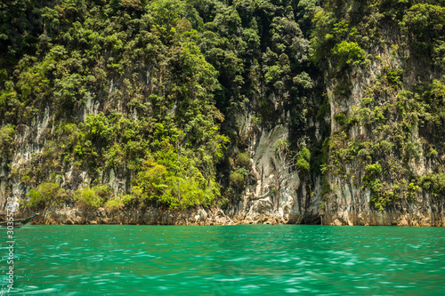 Karst mountains of lake Cheo Lan in Thailand