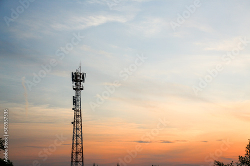 electrical tower at sunset