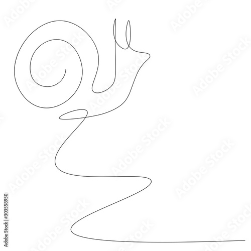 One line drawing snail silhouette. Print for clothes. Vector illustration.