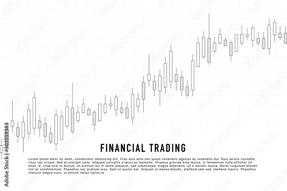 Forex trading promo page with financial chart and moving average line vector illustration.