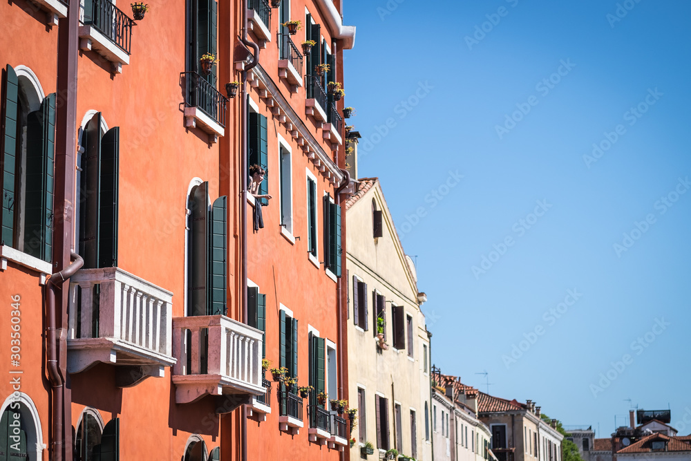 Colorful houses in Burano island Venice Italy