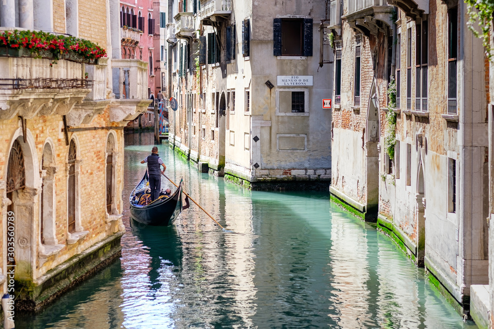 Gondola on Grand Canal in Venice Italy