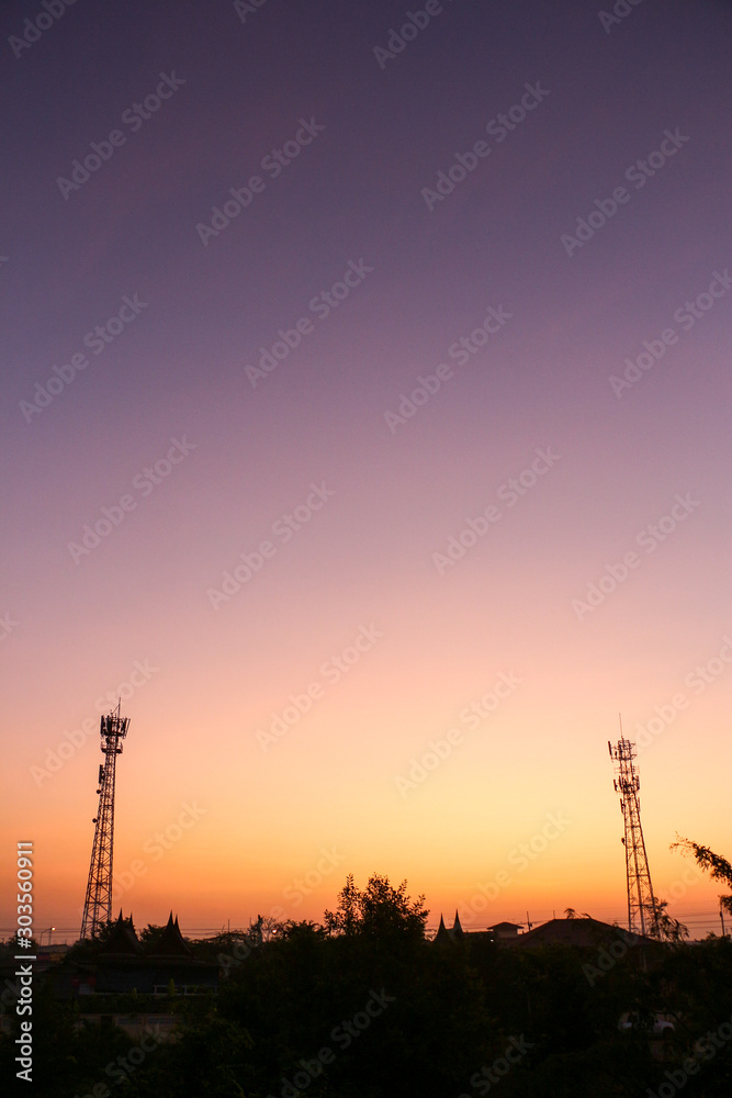 Obraz premium electrical tower at sunset