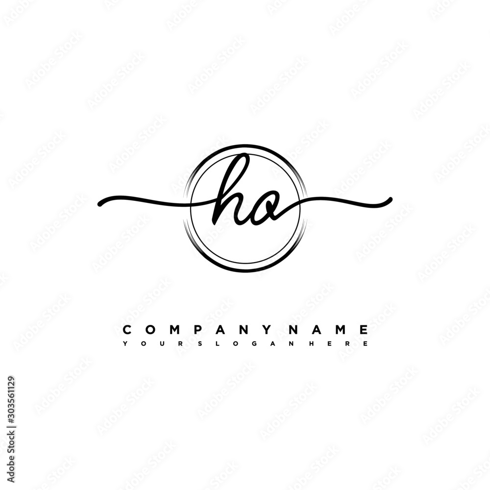 HO Initial handwriting logo design with brush circle lines black color. handwritten logo for fashion, team, wedding, luxury logo. HO Initial handwriting logo design with brush circle lines black color. handwritten logo for fashion, team, wedding, luxury logo.