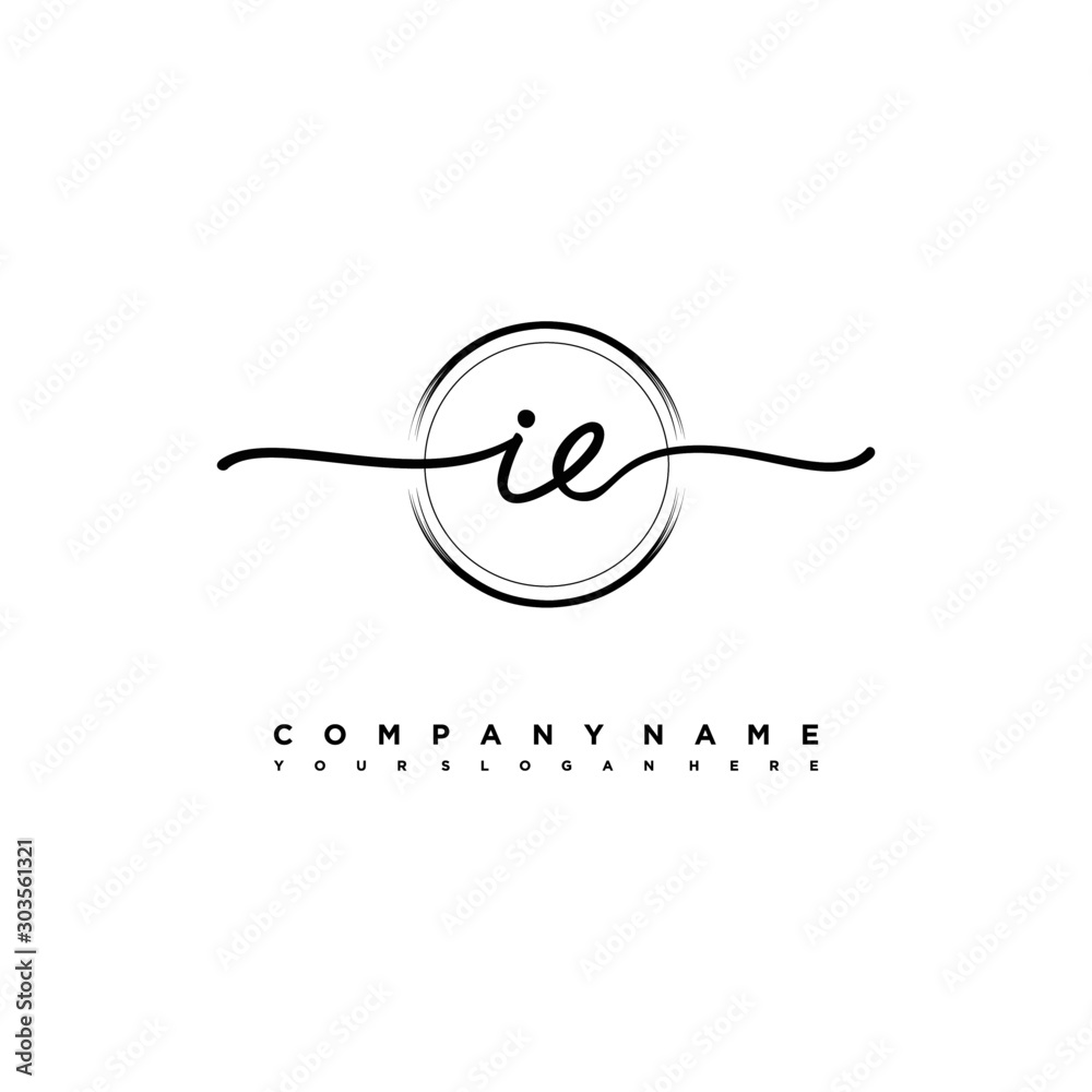 IE Initial handwriting logo design with brush circle lines black color. handwritten logo for fashion, team, wedding, luxury logo. IE Initial handwriting logo design with brush circle lines black color. handwritten logo for fashion, team, wedding, luxury logo.