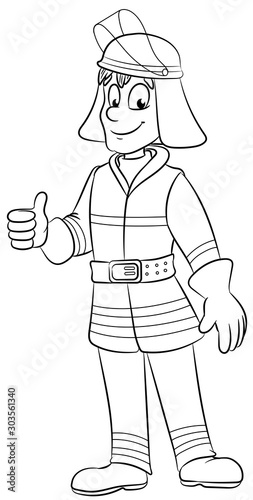 Freundlicher Feuerwehrmann - Vektor-Illustration