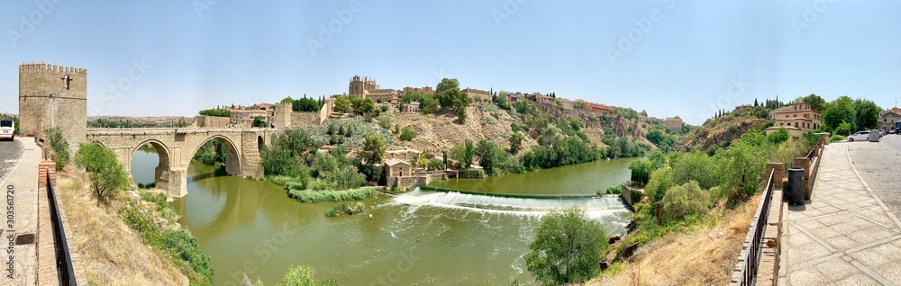 Scenery view of city Toledo with iconic bridge