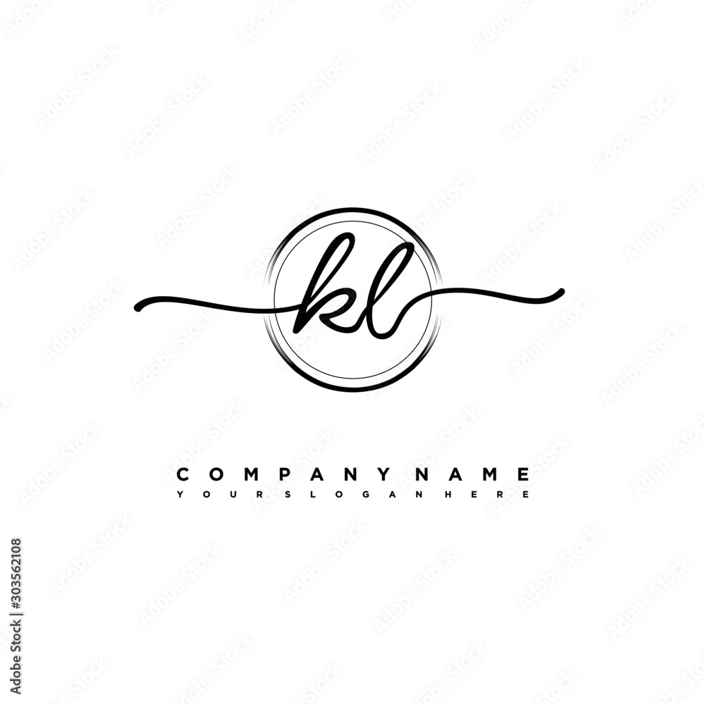KL Initial handwriting logo design with brush circle lines black color. handwritten logo for fashion, team, wedding, luxury logo. KL Initial handwriting logo design with brush circle lines black color. handwritten logo for fashion, team, wedding, luxury logo.
