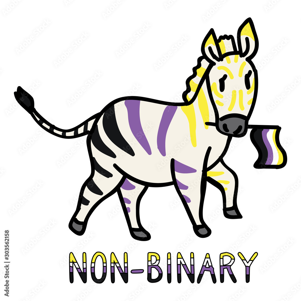 Adorable Cartoon Non-Binary Zebra Clip Art. Gay Safari Animal Icon. Queer  Flag Kawaii Motif Illustration Doodle in Flat Color. Isolated Wildlife,  Diversity, Gender and equality Character. Stock Vector | Adobe Stock