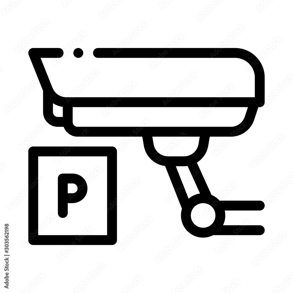 Parking Camcorder Icon Vector. Outline Parking Camcorder Sign. Isolated Contour Symbol Illustration