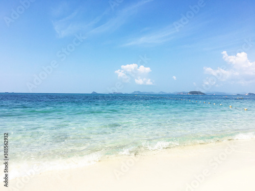 clear water sea sand beach and blue sky in Thailand