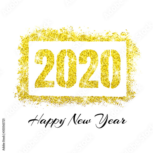 Gold glitter 2020 new year card