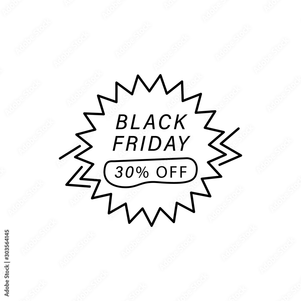 30%, sticker icon. Simple line, outline vector of black friday icons for ui and ux, website or mobile application 30%, sticker icon. Simple line, outline vector of black friday icons for ui and ux, website or mobile application