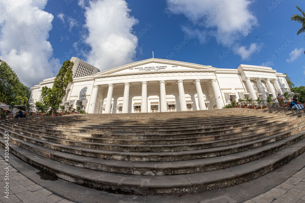 Fototapeta premium The Asiatic Society Mumbai State Central Library Town Hall Historic Asian & European books & manuscripts housed in a 19th-century Greek Revival structure