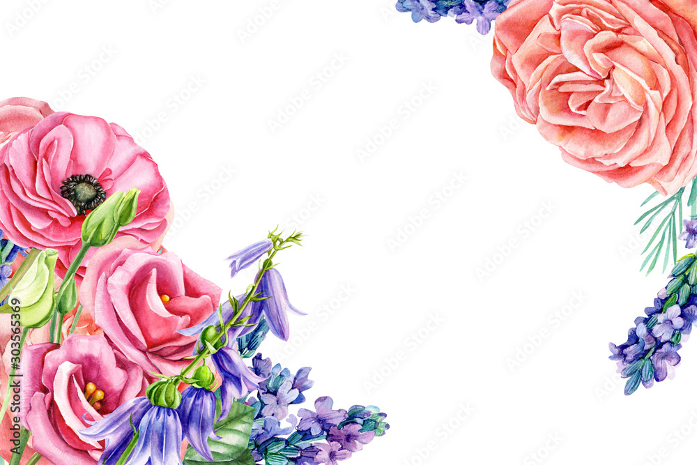 Φωτογραφία watercolor illustration on isolated white background, hand drawing, bouquet of f