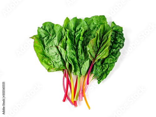 Canvas-taulu Bunch of swiss chard leafves isolated on white background