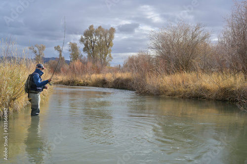 River fly fisherman in Montana