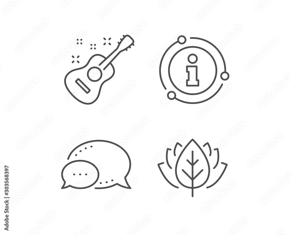 Acoustic guitar line icon. Chat bubble, info sign elements. Music sign. Musical instrument symbol. Linear guitar outline icon. Information bubble. Vector Acoustic guitar line icon. Chat bubble, info sign elements. Music sign. Musical instrument symbol. Linear guitar outline icon. Information bubble. Vector