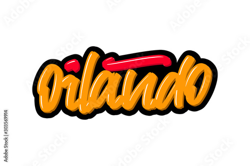 Orlando hand drawn modern brush lettering. Vector illustration logo text for webpage, print and advertising.