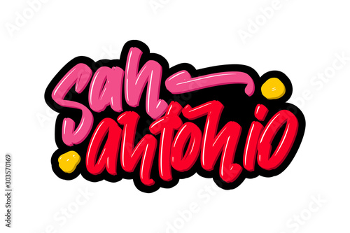 San Antonio hand drawn modern brush lettering. Vector illustration logo text for webpage, print and advertising.