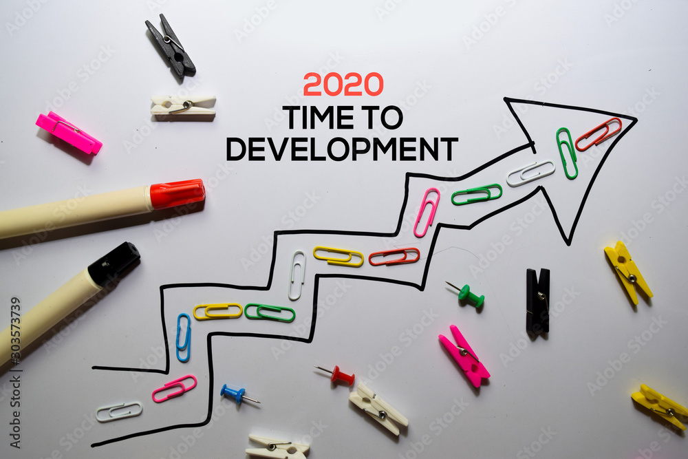 2020 Time To Development write on white board background 2020 Time To Development write on white board background