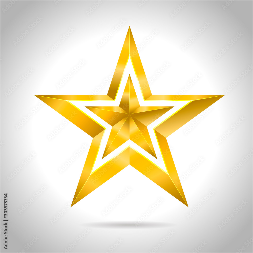 Gold red star vector illustration 3D art symbol christmas Gold red star vector illustration 3D art symbol christmas