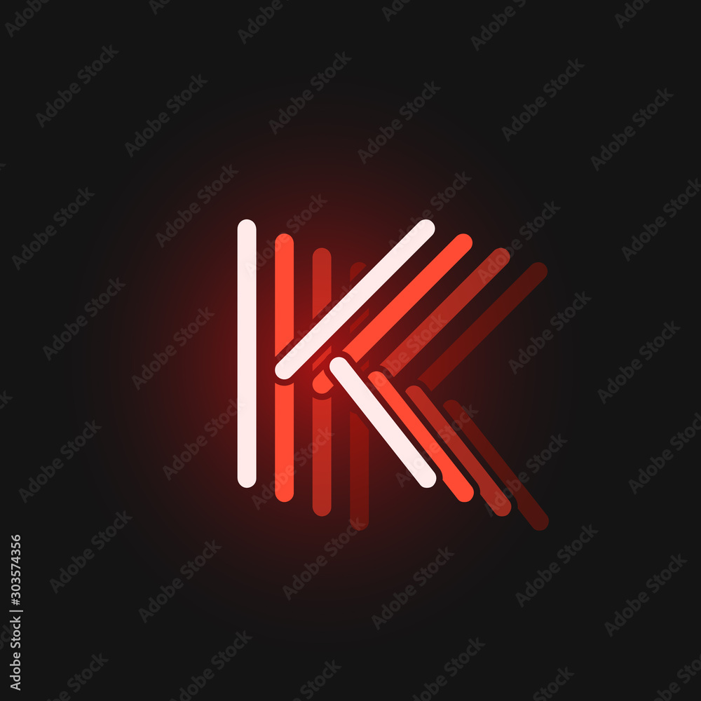 Red neon character font on black background with reflections, vector illustration Red neon character font on black background with reflections, vector illustration