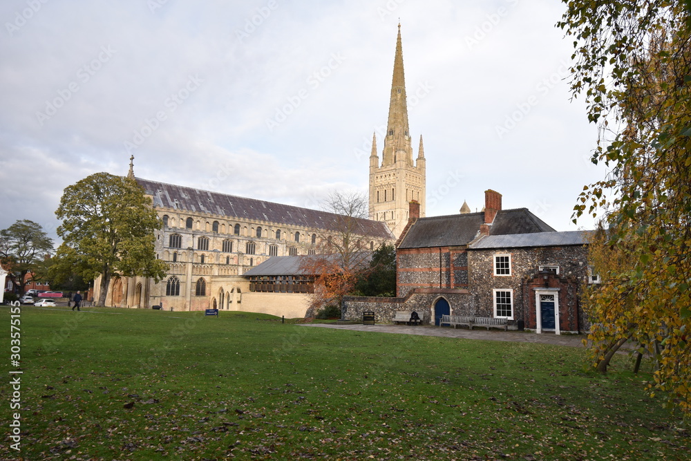 Norwich Cathedral, Norfolk, UK, during autumn/winter 2019
