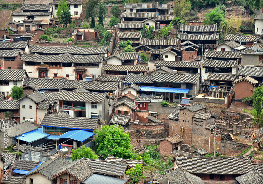 Bai architecture in Yunlong region, Yunnan province, China.	
