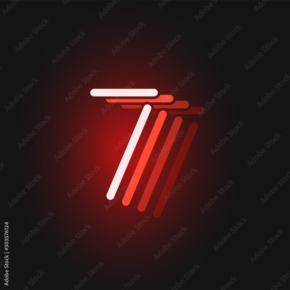Red neon character font on black background with reflections, vector illustration Red neon character font on black background with reflections, vector illustration