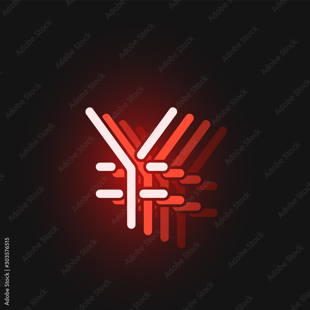Red neon character font on black background with reflections, vector illustration Red neon character font on black background with reflections, vector illustration