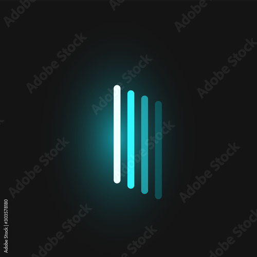 Blue neon character font on black background with reflections  vector illustration