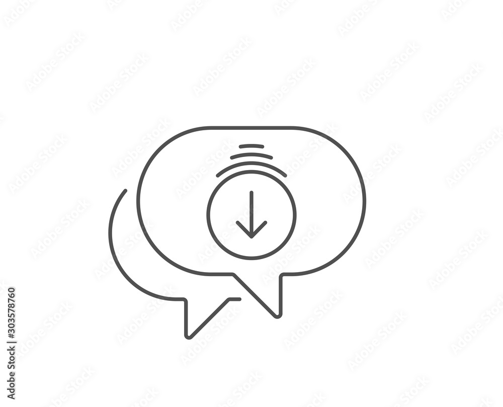 Scroll down arrow line icon. Chat bubble design. Scrolling screen sign. Swipe page. Outline concept. Thin line scroll down icon. Vector Scroll down arrow line icon. Chat bubble design. Scrolling screen sign. Swipe page. Outline concept. Thin line scroll down icon. Vector