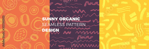 Organic seamless pattern vector background. Hand drawn natural elements with bright organic texture. Eco friendly design, label cosmetics, healthy food, mental health concept. Organic branding design.