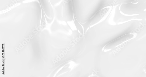 Liquid abstract white background. Smooth glossy texture 3D rendering l