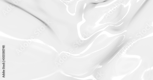 Liquid abstract white background. Smooth glossy texture 3D rendering l