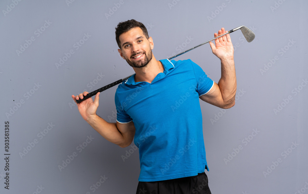 Handsome young man playing golf Handsome young man playing golf
