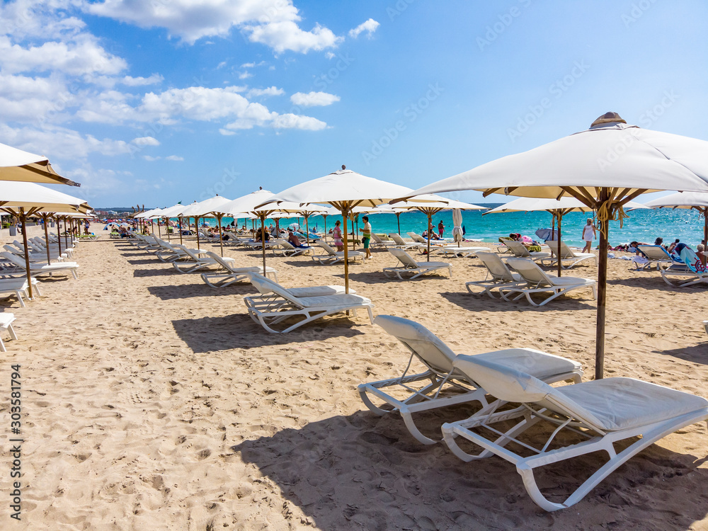 Playa de Palma beach, Ballermann, balneario 12, Mallorca, Balearic Islands, Spain,
