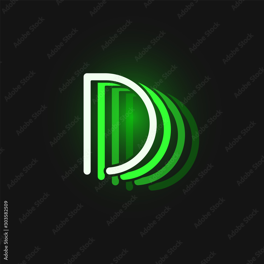 Green neon character font on black background with reflections, vector illustration Green neon character font on black background with reflections, vector illustration